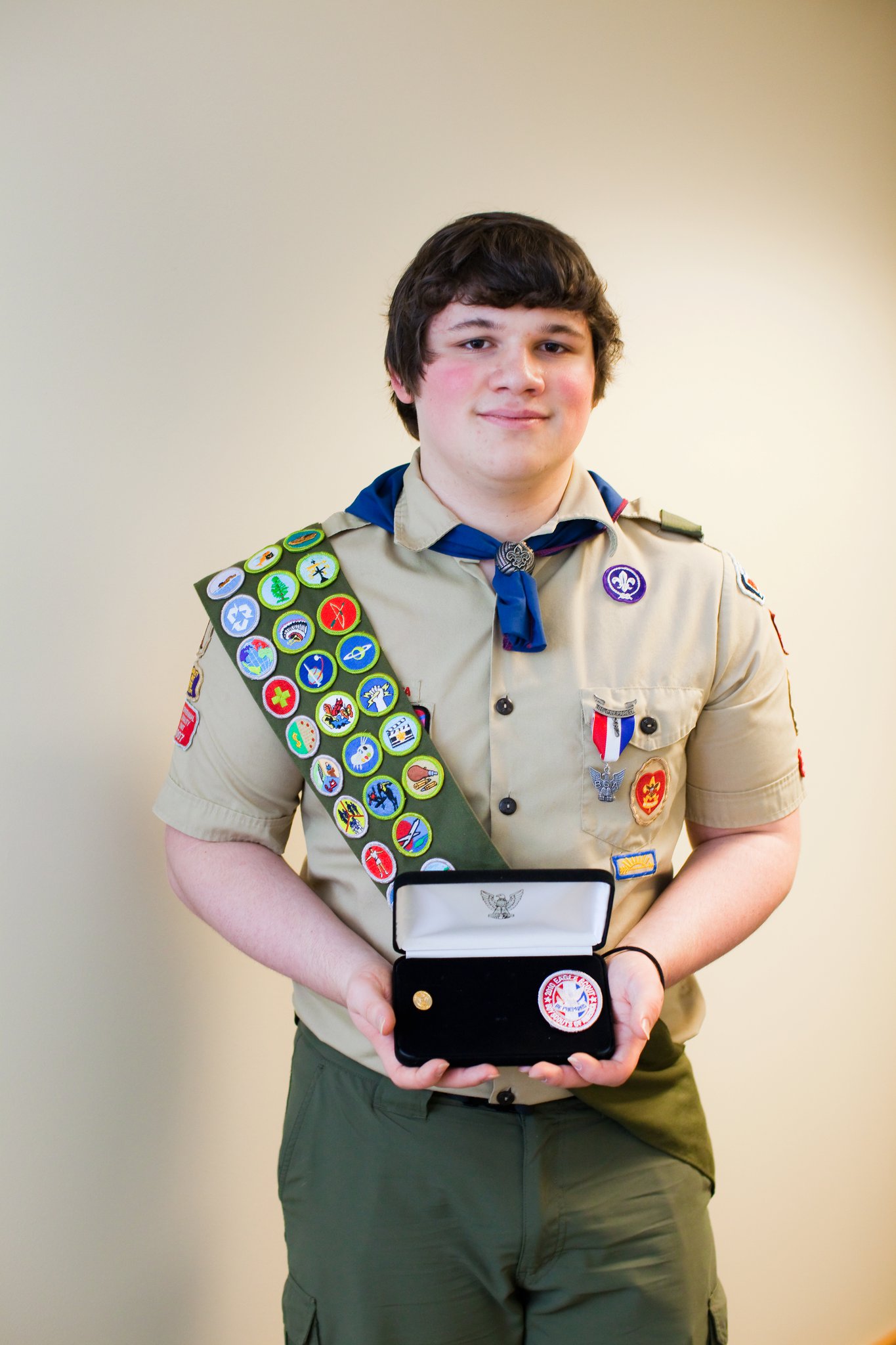 Photo of receiving the Eagle badge.